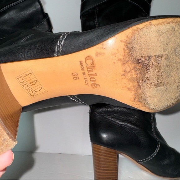 Chloe Black Leather Knee-High Boots size 38 / 8 - Picture 4 of 13